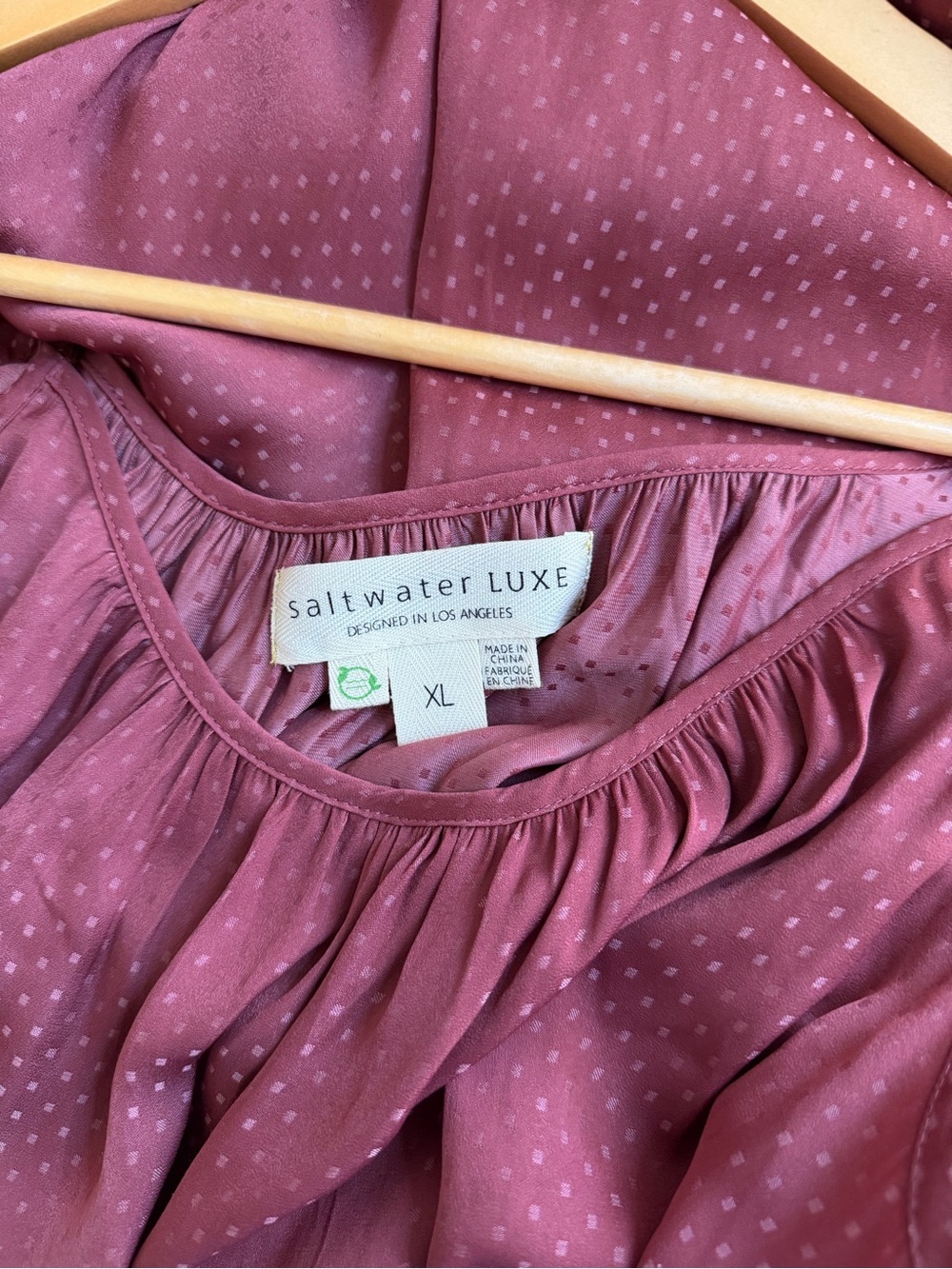 Saltwater LUXE | Cline Tank Midi Dress Mulberry Swiss Dot Maxi Dress - Size XL - Picture 5 of 5